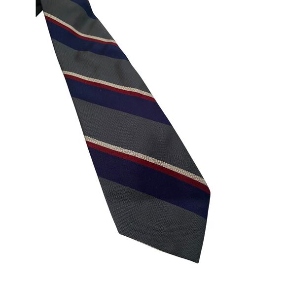 Brooks Brothers Tie NEW 100% Silk Blue Silver Gray Diagonal Repp Prep Stripe USA - Picture 3 of 7